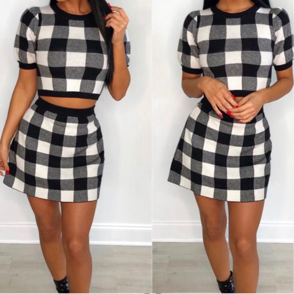 Black and White Plaid Set